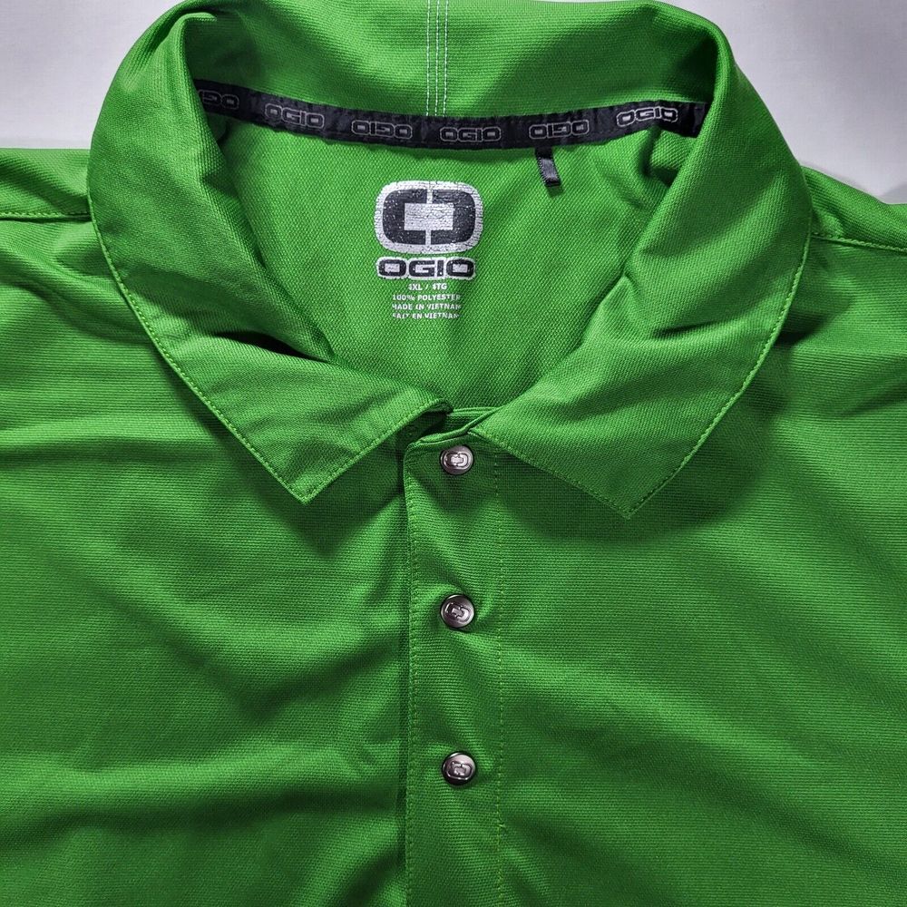 Ogio Men's 4XL Green Black Sidebar Snap Short‎ Sleeve Polo